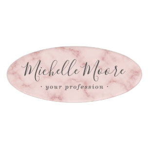 Feminine Drehbuch elegantes Rosa Imitat Marmor Namenschild