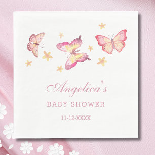 Feminine Dusty Pink Butterfly Baby Girl Dusche Serviette