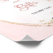 Feminine Dusty Pink Floral Gold Glitter Cards Gift Poster (Ecke)