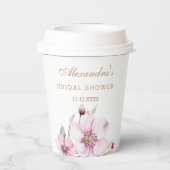 Feminine Dusty Pink Floral Rose Brautparty Pappbecher (Rückseite)
