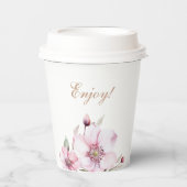 Feminine Dusty Pink Floral Rose Brautparty Pappbecher (Vorderseite)