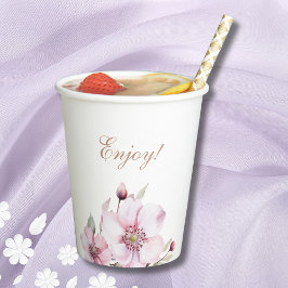 Feminine Dusty Pink Floral Rose Kinderdusche Pappbecher