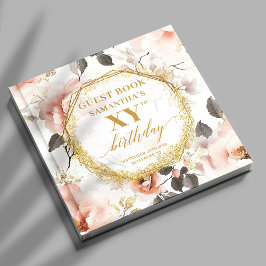 Feminine Dusty Pink Ivory Gold Birthday Gästebuch