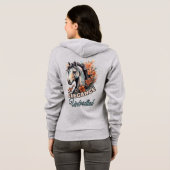 Feminine Elegance: Pferd mit floraler Nekklace Hoodie (Schwarz voll)