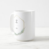 Feminine Elegant Botanical Monogram Name Kaffeetasse (Vorderseite Links)