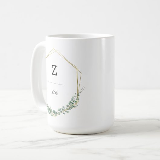 Feminine Elegant Botanical Monogram Name Kaffeetasse (Vorderseite Links)