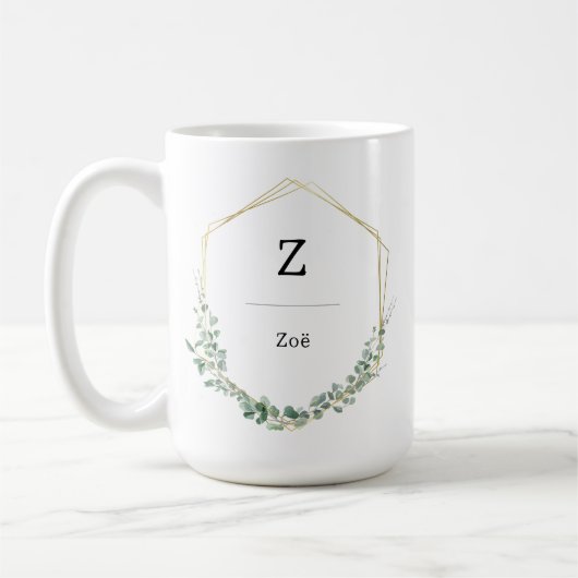 Feminine Elegant Botanical Monogram Name Kaffeetasse (Links)