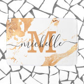 Feminine Elegant White Gold Script Monogram Letter Badematte
