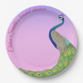 Feminine Elegante Peacock Brautparty Pappteller (Vorderseite)
