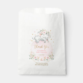 Feminine Elephant Pink Blush Bloral Baby Dusche Geschenktütchen