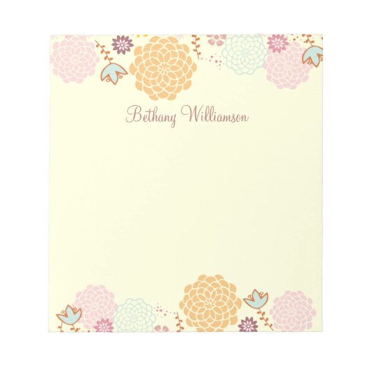 Feminine Extravagant Moderne Blumenwelt Personalis Notizblock (Vorderseite)