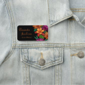 Feminine farbenfrohe Blume Schwarz Elegant Markenz Namensschild (Beispiel)