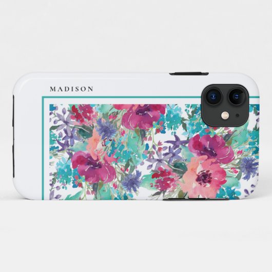 Feminine Farbenfrohe Blumenmuster Case-Mate iPhone Hülle (Rückseite (Horizontal))