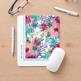 Feminine Farbenfrohe Blumenmuster Mousepad