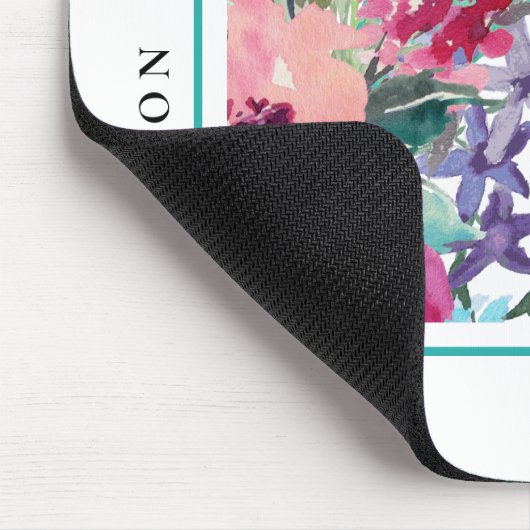 Feminine Farbenfrohe Blumenmuster Mousepad (Ecke)