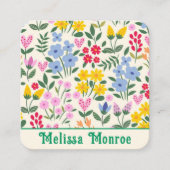 Feminine farbenfrohe blumenreiche Herzen Minimalis Quadratische Visitenkarte (Vorderseite)