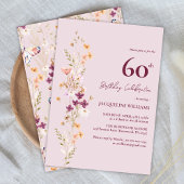 Feminine Floral 60. Geburtstag Einladung