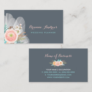 Feminine Floral Bouquet Elegantes Hochzeitsplaner Visitenkarte