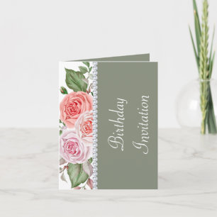 Feminine Floral & Diamond 30. Geburtstag Einladung