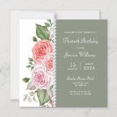 Feminine Floral & Diamond 30. Geburtstag Magneteinladung (Vorderseite)