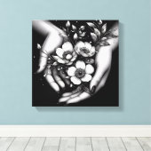 Feminine Floral Hand Minimalist Aesthetic Wall Art Leinwanddruck (Insitu (Holzboden))
