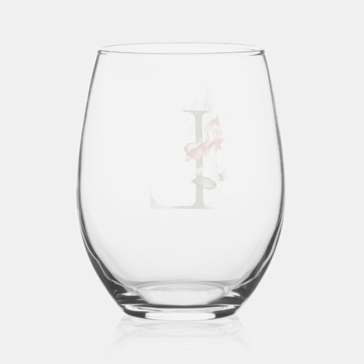 Feminine Floral Monogram Letter L Weinglas Ohne Stiel (Rückseite)