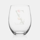 Feminine Floral Monogram, Letter Z Weinglas Ohne Stiel (Rückseite)