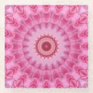 Feminine Floral Pink Kaleidoskop Glasuntersetzer