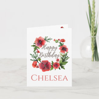 Feminine Floral Poppy Birthday Card For Her Karte
