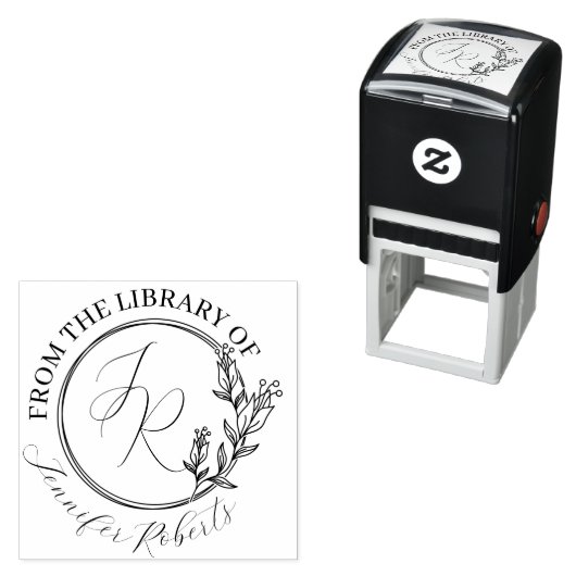 Feminine Floral Script Initials Library Buchzeiche Permastempel (Beispiel)