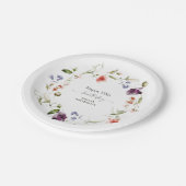 Feminine Floral Wreath Happy 90. Geburtstag Pappteller (Schrägansicht)