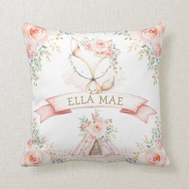Feminine Fox Blush Floral Boho Woodland Kinderzimm Kissen