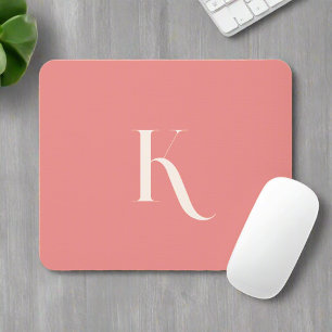 Feminine Girly Blush Pink Typografy Initialname Mousepad