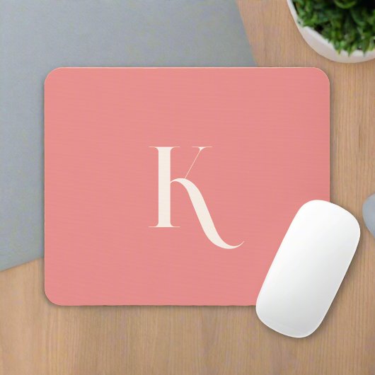 Feminine Girly Blush Pink Typografy Initialname Mousepad