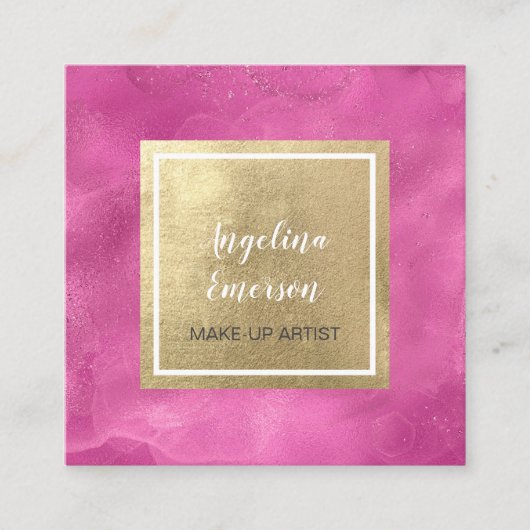 Feminine Glitzer Tinte Gold Makeup Friseur Salon Quadratische Visitenkarte (Vorderseite)