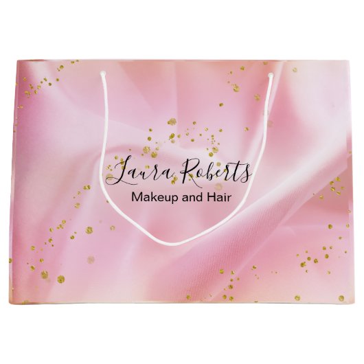 Feminine Gold und Rosa Glitzer Große Geschenktüte (Vorderseite)