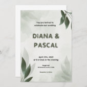 Feminine Green Wedding Einladung (Vorne/Hinten)