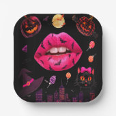 Feminine Halloween Pink Pappteller (Vorderseite)