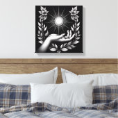 Feminine Hand Holding Radiant Sun Illustration Leinwanddruck (Insitu (Schlafzimmer))