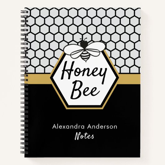 Feminine Honey Bee Apiary Honeycomb Black Yellow Notizblock (Vorderseite)