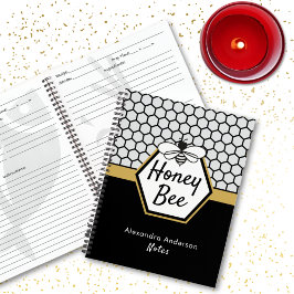 Feminine Honey Bee Apiary Honeycomb Black Yellow Notizblock