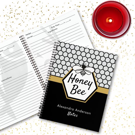 Feminine Honey Bee Apiary Honeycomb Black Yellow Notizblock