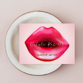 Feminine Hot Pink Lips Makeup Artist Beauty Visitenkarte