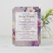 Feminine Hübsch White Glam Gold Lila Blüte Einladung (Stehend Vorderseite)