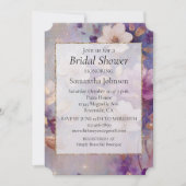 Feminine Hübsch White Glam Gold Lila Blüte Einladung (Vorderseite)