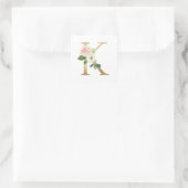 Feminine Imitate Gold Fohlen Blumenbrief K Monogra Quadratischer Aufkleber (Tasche)