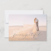 Feminine Kalligrafie Vollblutung Foto Hochzeit als Dankeskarte (Vorderseite)