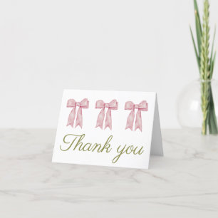 Feminine Kokette Aquarell Rosa Schleife  Dankeskarte