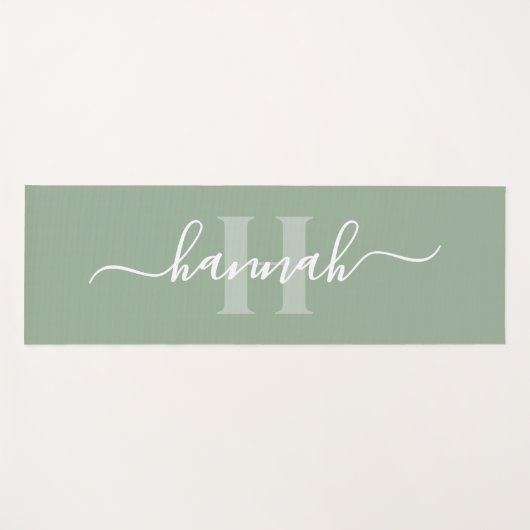 Feminine Large Monogram Script Yogamatte (Vorderseite (Horizontal))