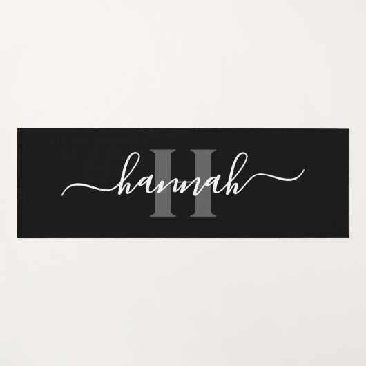 Feminine Large Monogram Script Yogamatte (Vorderseite (Horizontal))